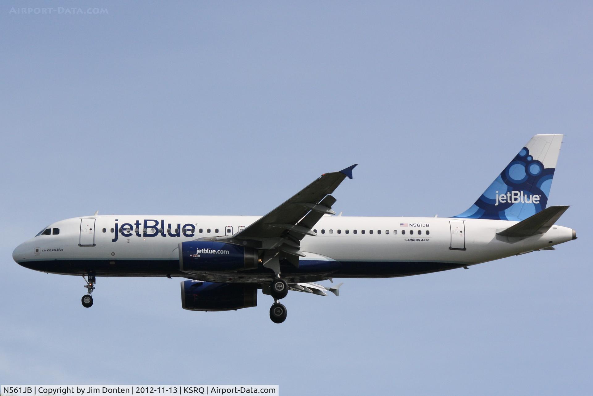 N561JB, 2003 Airbus A320-232 C/N 1927, JetBlue Flight  41 (N561JB) arrives at Sarasota-Bradenton International Airport following a flight from John F Kennedy International Airport