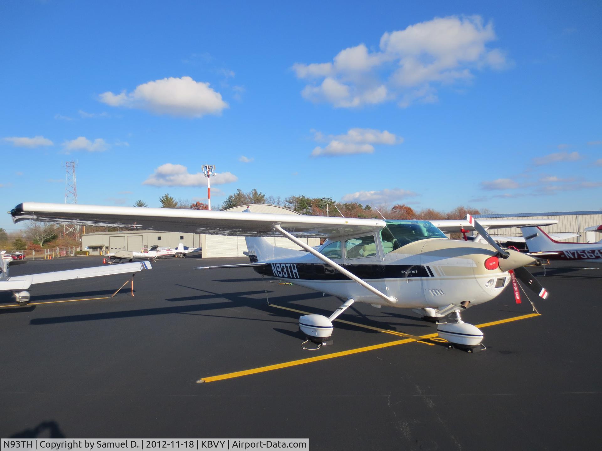 N93TH, 1977 Cessna 182Q Skylane C/N 18265936, On the east side ramp at Beverly Municipal Airport.