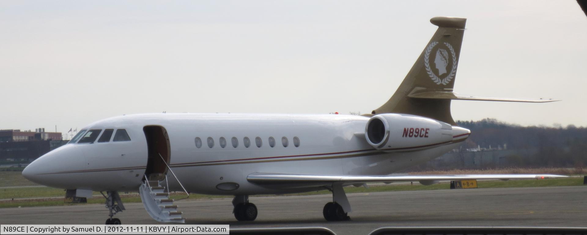 N89CE, 2006 Dassault Falcon 2000EX C/N 81, Parked on the West side of Beverly Airport.