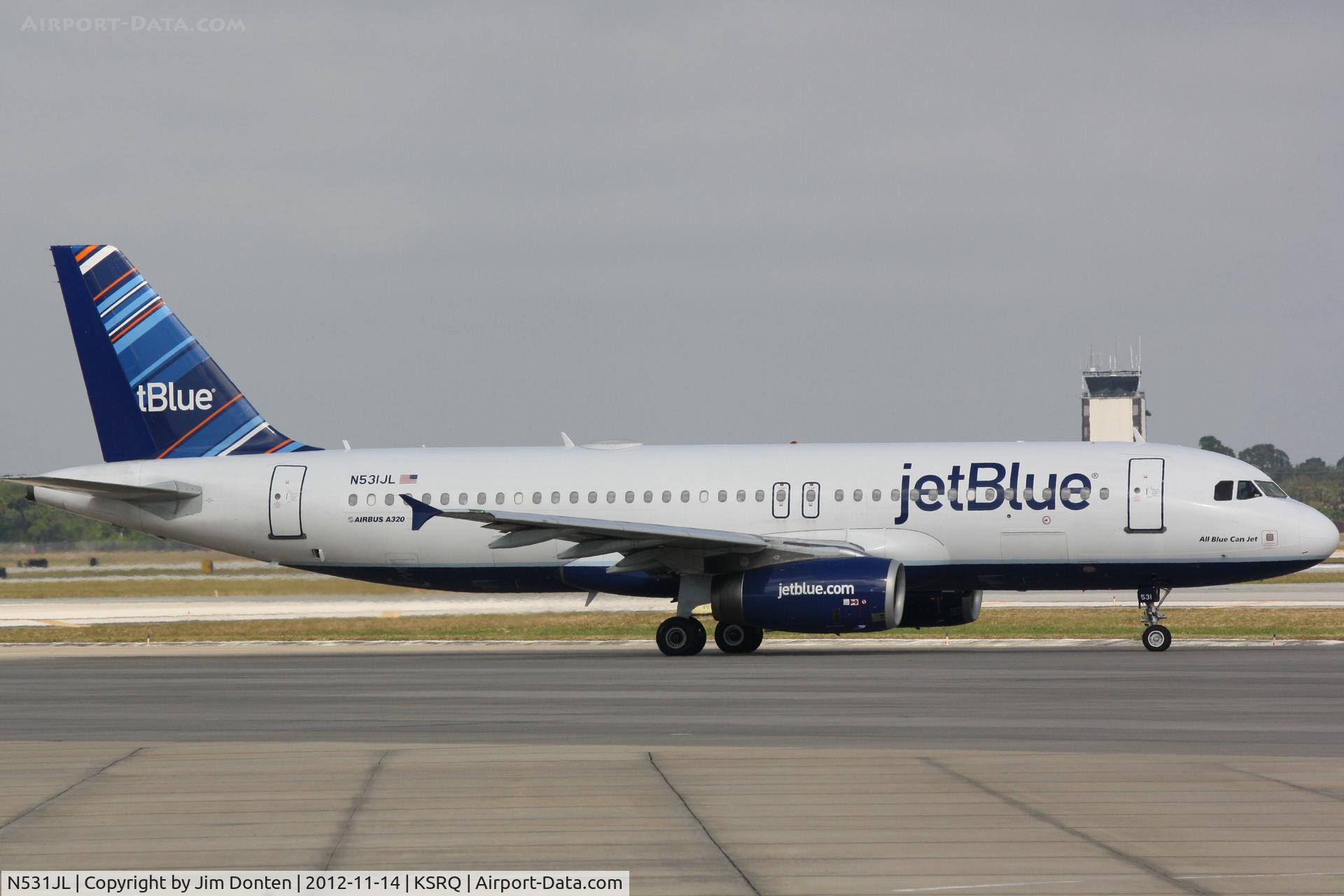 N531JL, 2001 Airbus A320-232 C/N 1650, JetBlue Airbus A320 (N531JL) prepares for flight at Sarasota-Bradenton International Airport