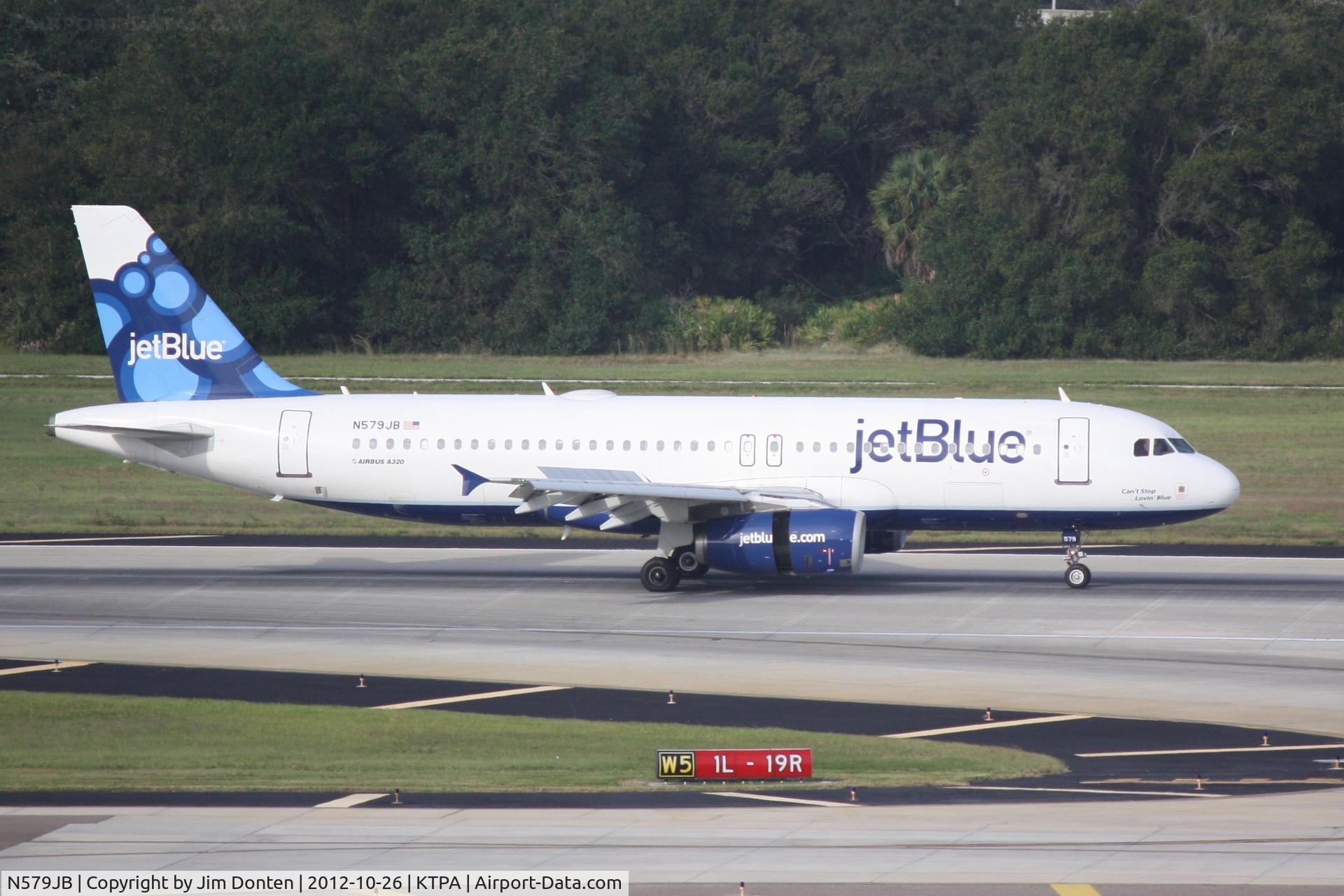 N579JB, 2003 Airbus A320-232 C/N 2132, JetBlue Flight 27 (N579JB) arrives at Tampa International Airport following a flight from John F Kennedy International Airport