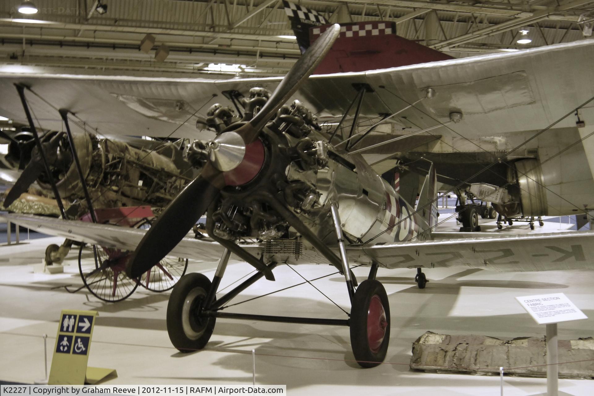 K2227, Bristol 105 Bulldog Mk.2A C/N 7446, On display at the Royal Air Force Museum, Hendon.