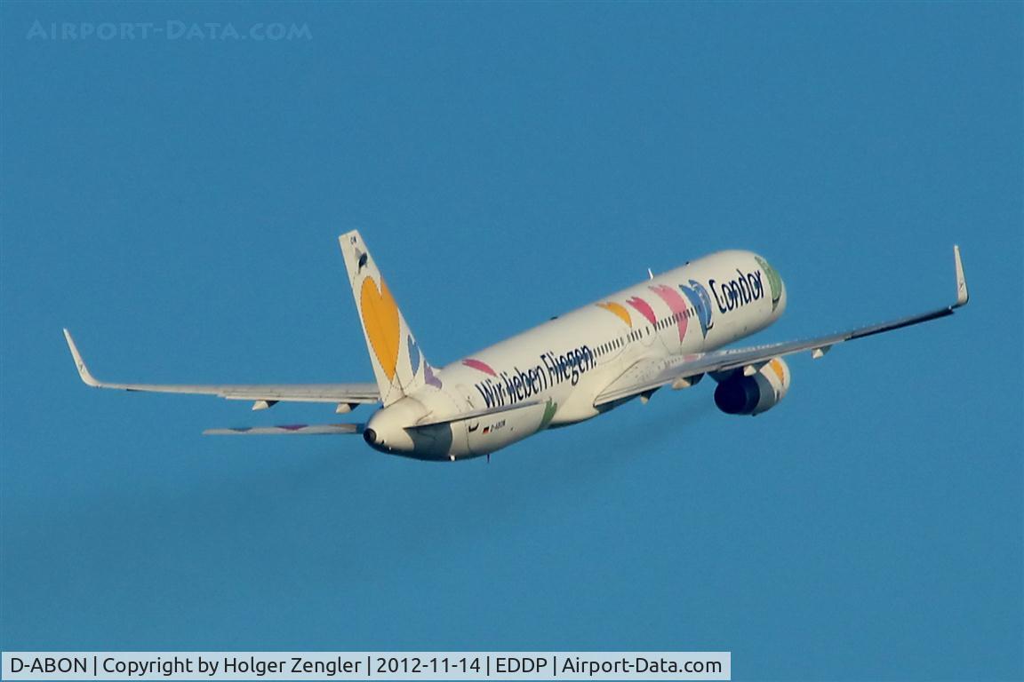 D-ABON, 2000 Boeing 757-330 C/N 29023, Up and away southwestbound.....