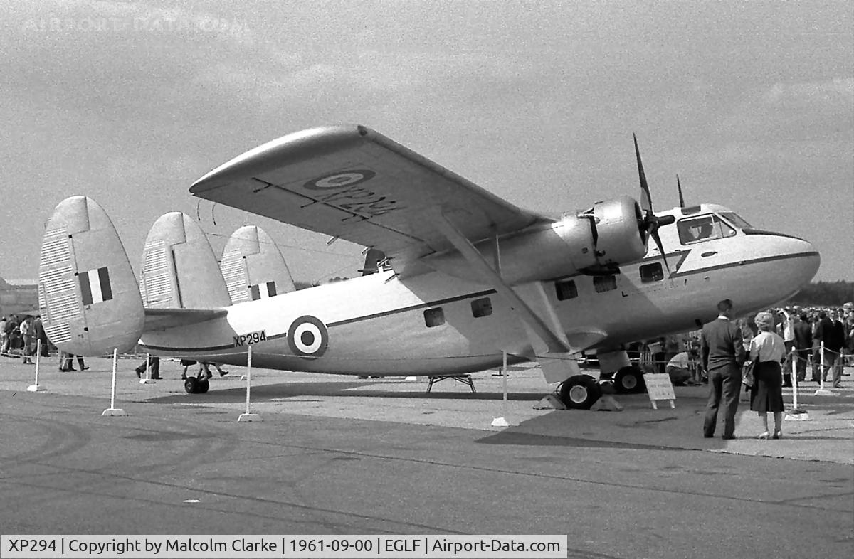 XP294, 1961 Scottish Aviation Twin Pioneer CC.2 C/N 572, Scottish Aviation Twin Pioneer CC2 at The Farnborough Air Show in 1961.