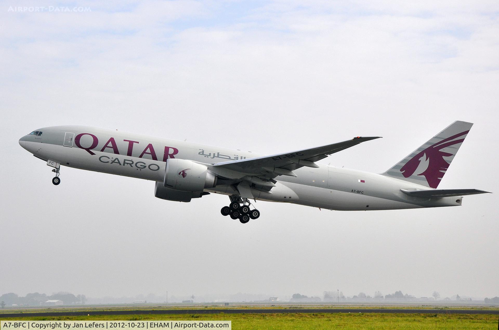 A7-BFC, 2011 Boeing 777-FDZ C/N 36099, Qatar Cargo Departing Amsterdam