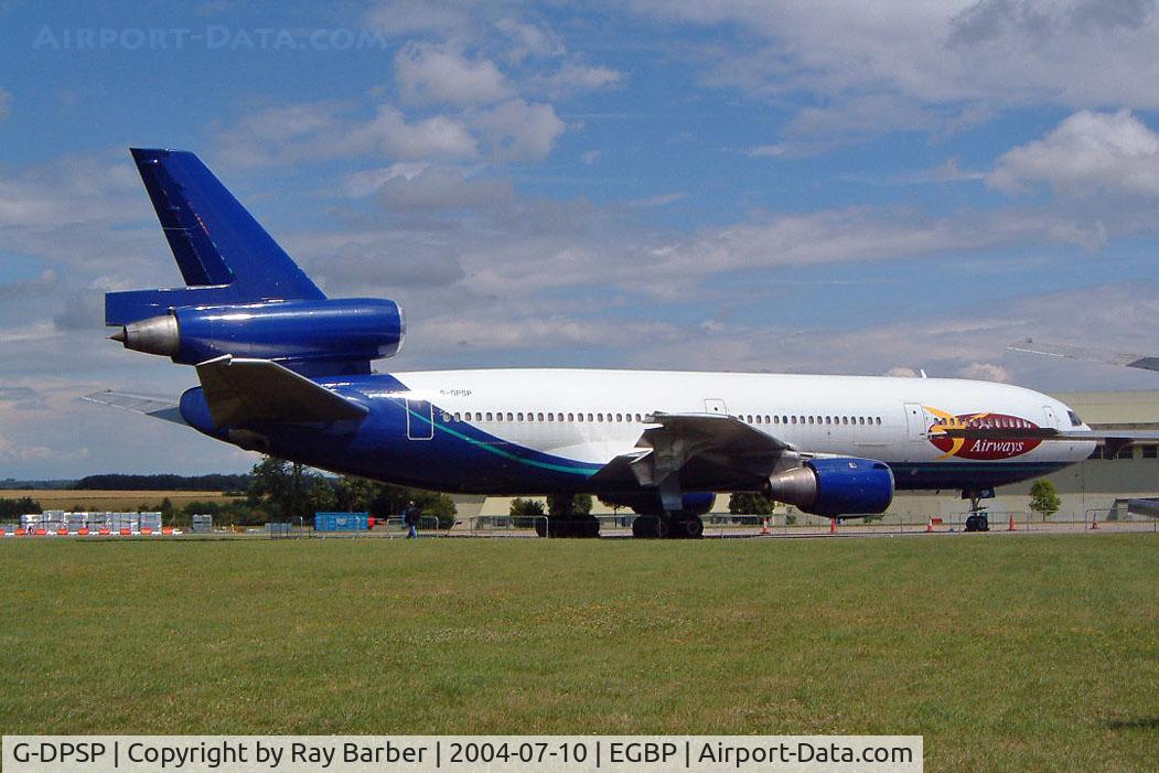 G-DPSP, 1979 McDonnell Douglas DC-10-10 C/N 46646, McDonnell Douglas DC-10-10 [46646] (My Travel) Kemble~G 10/07/2004. Stored.