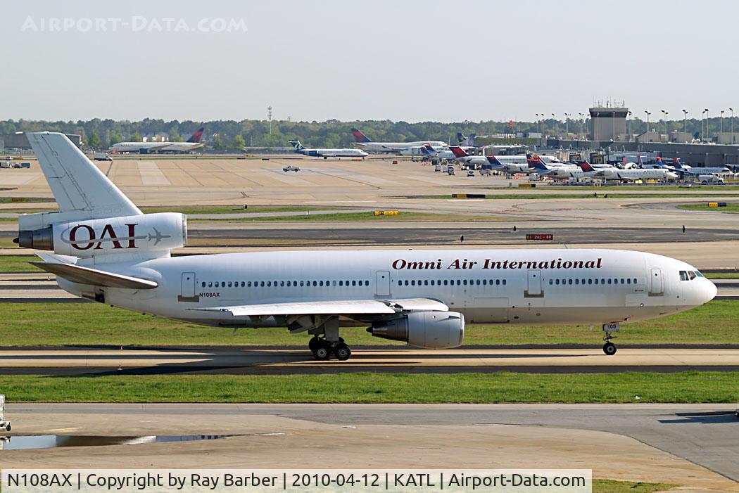 N108AX, 1975 McDonnell Douglas DC-10-30 C/N 47927, McDonnell-Douglas DC-10-30 [47927] (Omni Air International) Atlanta~N 12/04/2010. Cancelled on the 03/08/2011 and scrapped. Taxiing for departure.