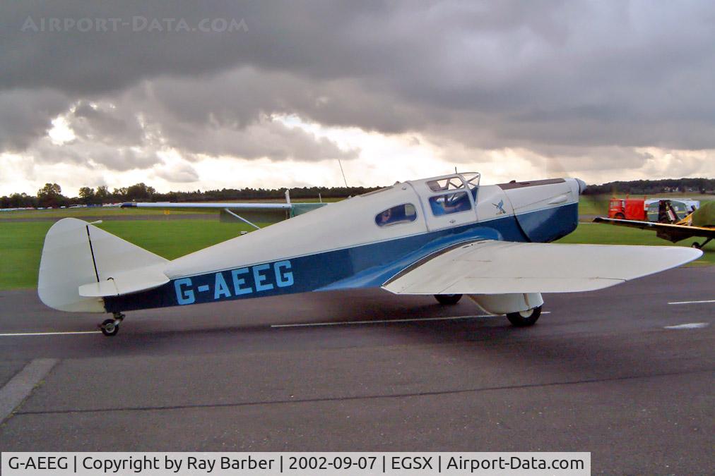 G-AEEG, 1936 Miles M-3A Falcon Major C/N 216, Miles M.3A Falcon Major [216]  North Weald~G 07/09/2002