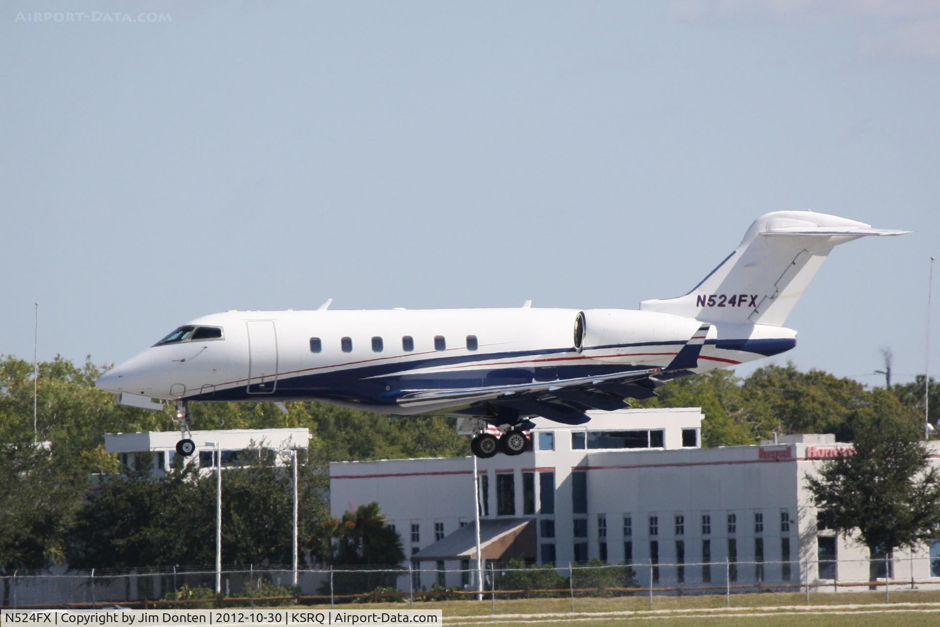 N524FX, 2006 Bombardier Challenger 300 (BD-100-1A10) C/N 20095, Bombardier Challenger 300 (LXJ524) arrives at Sarasota-Bradenton International Airport following a flight from Charleston International Airport