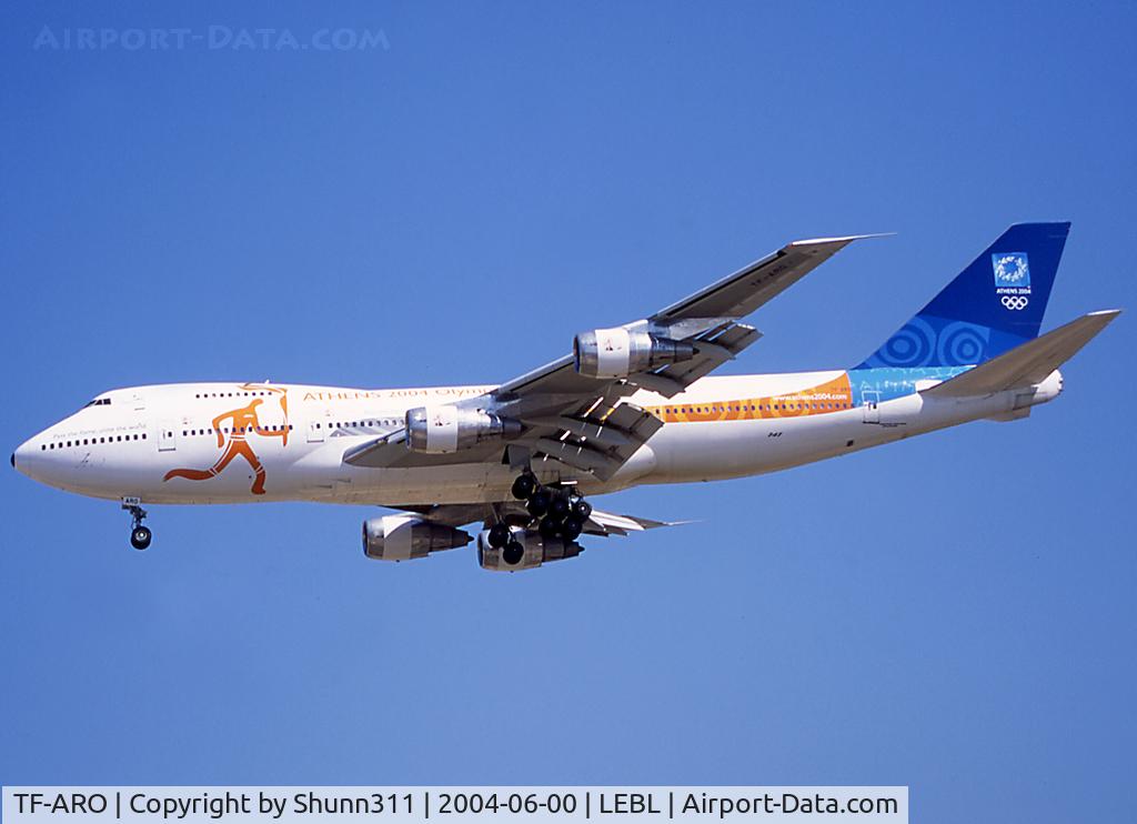 TF-ARO, 1985 Boeing 747-243B C/N 23301, Landing rwy 25 in Olympic Game 2004 c/s