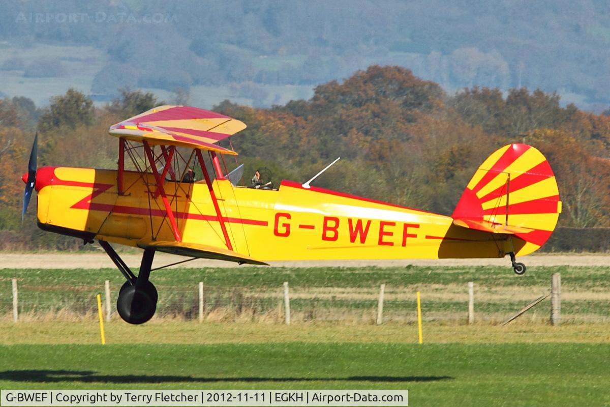 G-BWEF, 1946 Stampe-Vertongen SV-4C C/N 208, 1946 Stampe-Vertongen SV-4C, c/n: 208 arriving at Headcorn