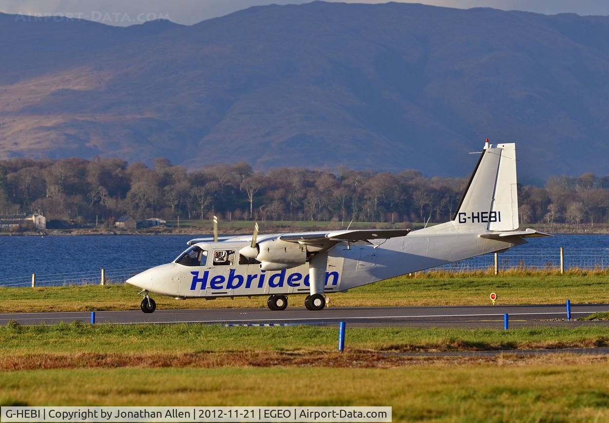 G-HEBI, 1991 Pilatus Britten-Norman BN-2B-20 Islander C/N 2240, Hebridean Airways 14.00 flight to Tiree and Coll about to depart from Oban.