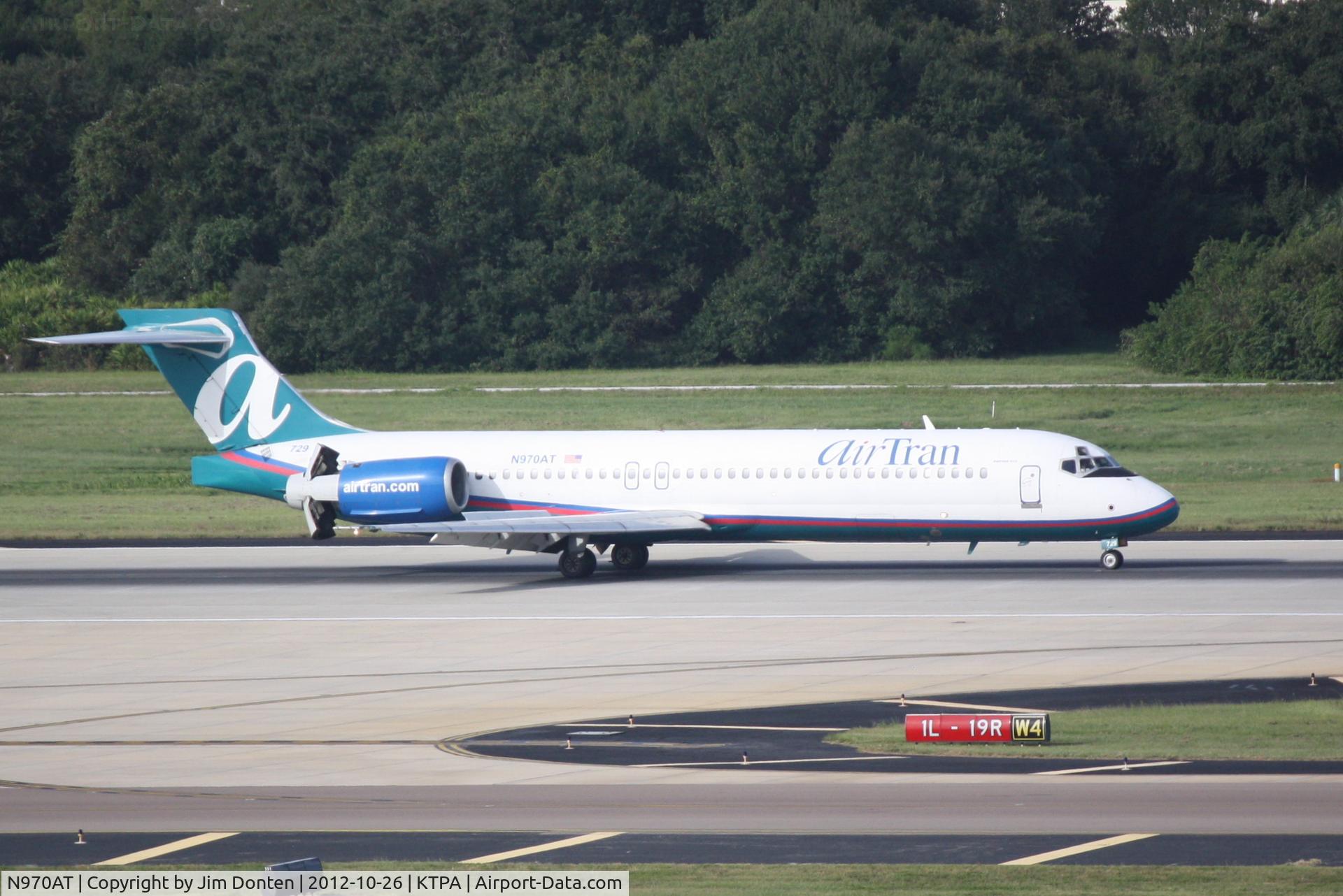 N970AT, 2001 Boeing 717-200 C/N 55031, AirTran Flight 327 (N970AT) arrives at Tampa International Airport following a flight from Indianapolis International Airport