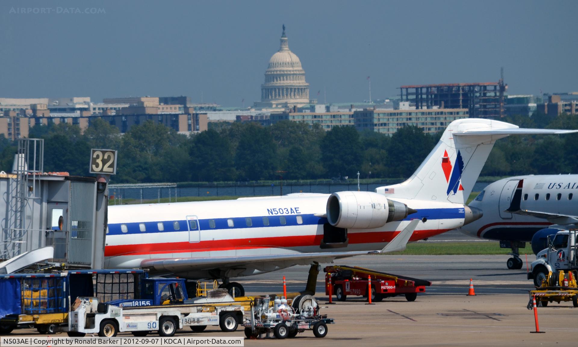 N503AE, 2002 Bombardier CRJ-701ER (CL-600-2C10) Regional Jet C/N 10021, DCA with US Capitol