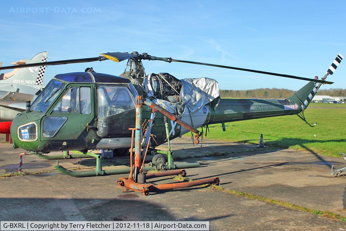 G-BXRL, 1966 Westland Scout AH.1 C/N F9636, 1966 Westland Scout AH.1, c/n: F9639 ex XT630 at Bruntingthorpe