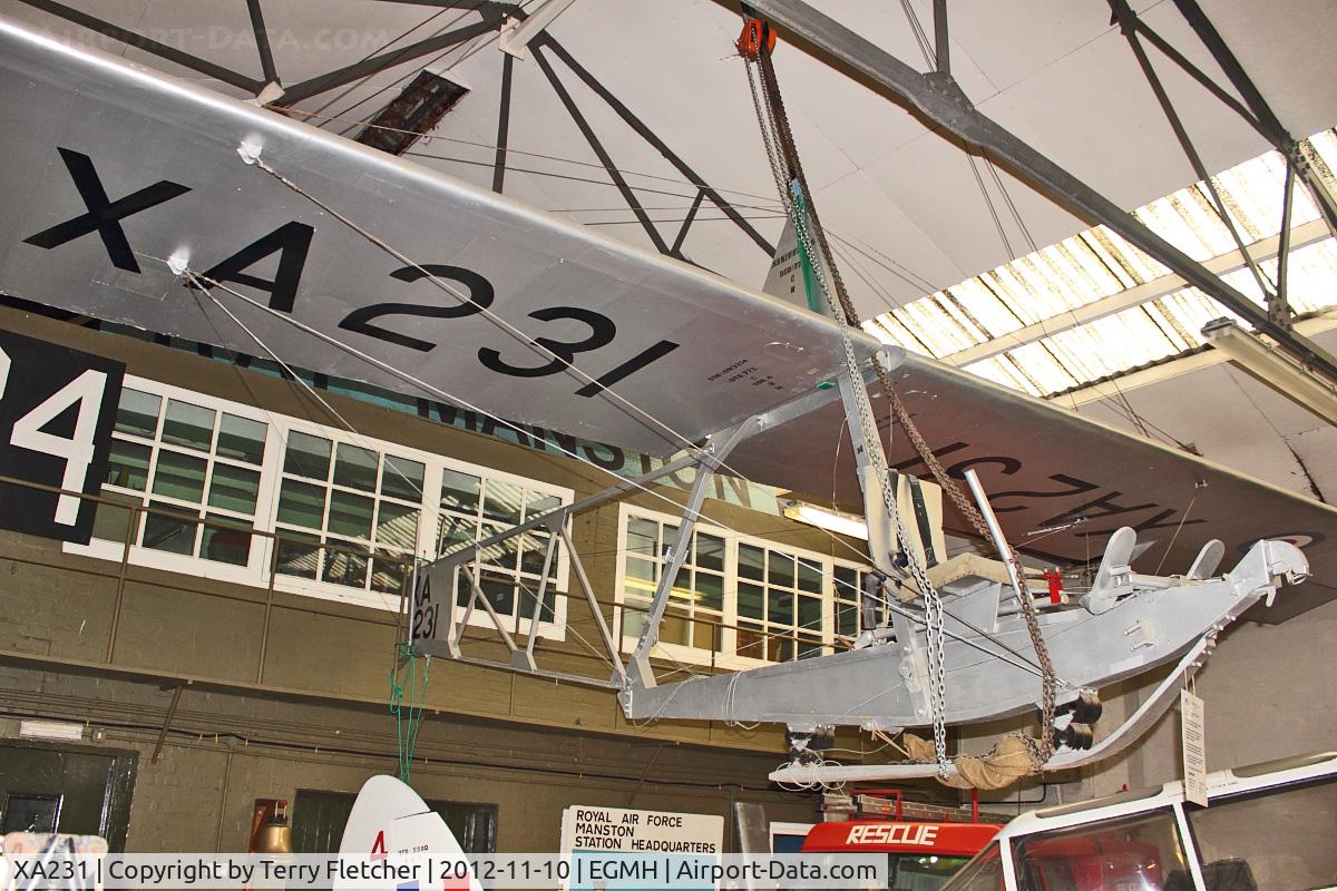 XA231, Slingsby T-38 Grasshopper TX.1 C/N 864, Slingsby T-38 Grasshopper TX1, c/n: 864 at Manston Museum