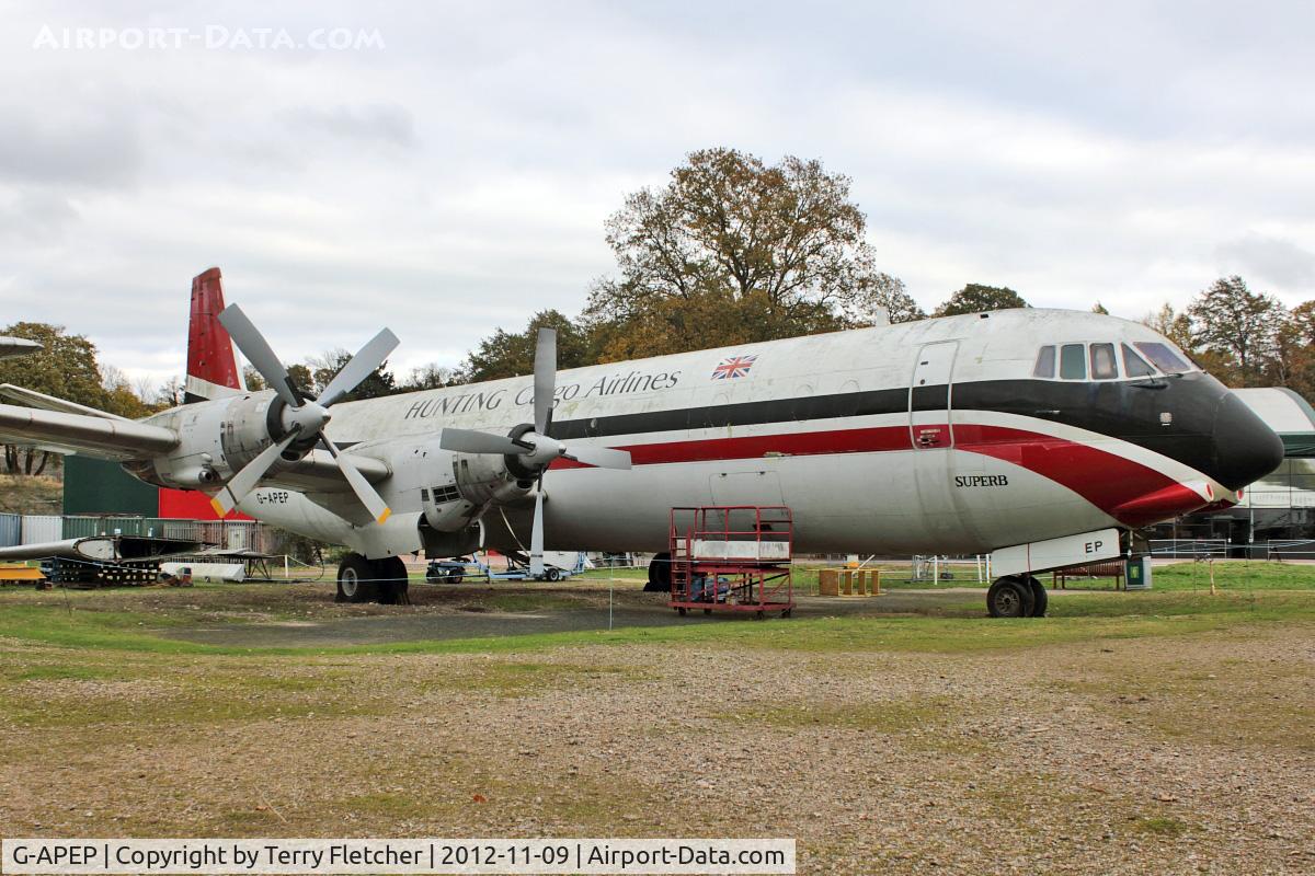 G-APEP, 1961 Vickers Vanguard 953 C/N 719, G-APEP (Superb), 1961 Vickers Vanguard 953, c/n: 719 at Brooklands MUseum