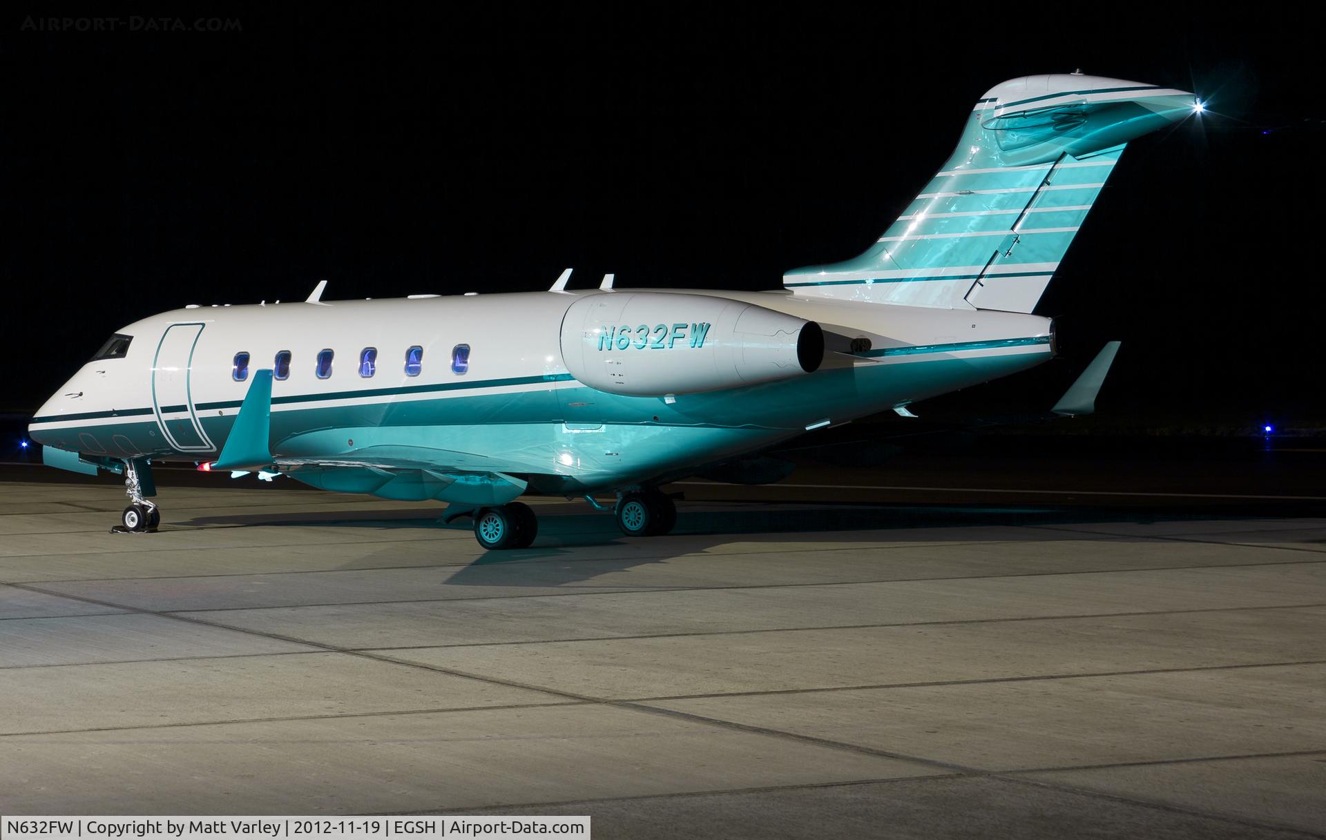 N632FW, 2008 Bombardier Challenger 300 (BD-100-1A10) C/N 20195, Sat on stand at SaxonAir moments after her arrival from the USA.