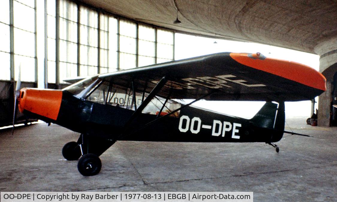 OO-DPE, 1965 Piper L-18C Super Cub (PA-18-95) C/N 18-3212, Piper PA-18-95 Super Cub [18-3212] Grimbergen~OO 13/08/1977. Image taken from a slide.
