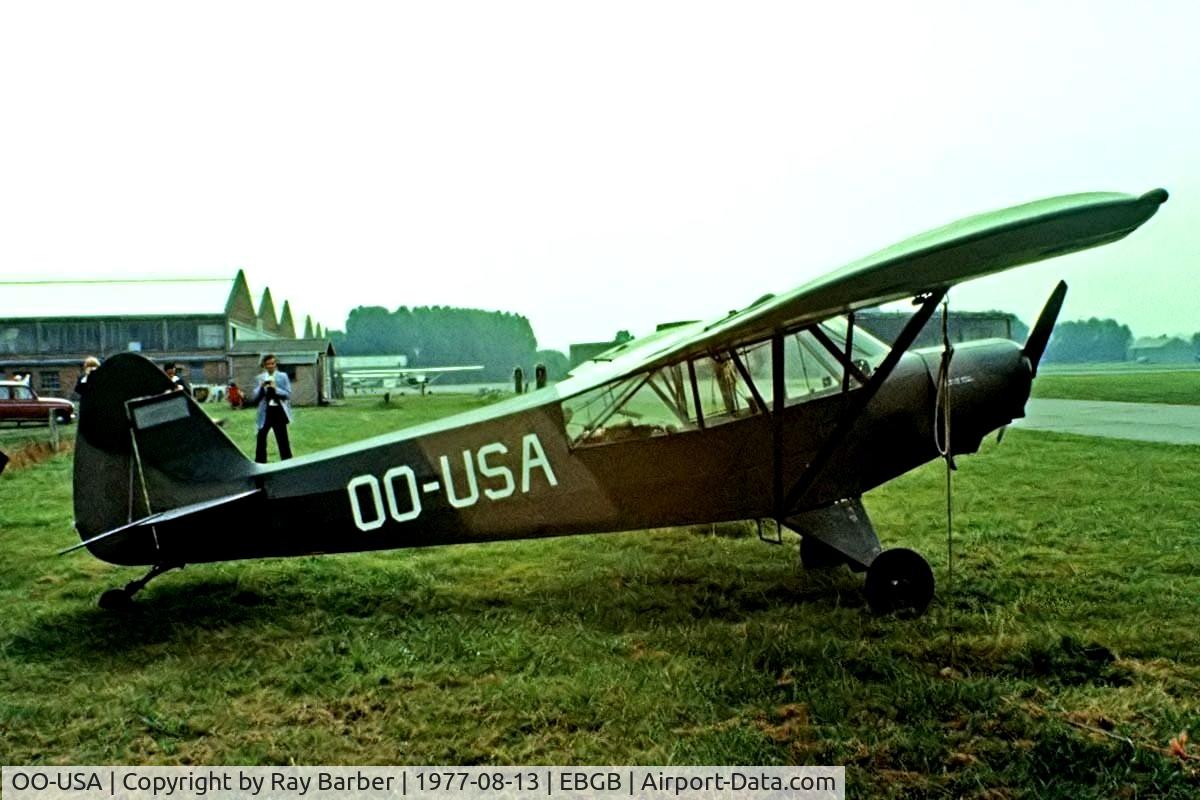 OO-USA, 1954 Piper L-21B Super Cub (PA-18-135) C/N 18-3824, Piper PA-18-135 [18-3824] Grimbergen~OO 13/08/1977. Image taken from a slide.