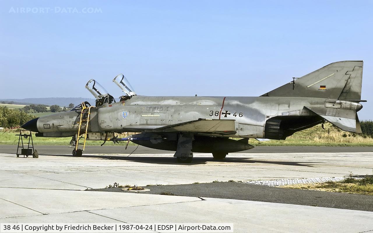 38 46, 1973 McDonnell Douglas F-4F Phantom II C/N 4741, flightline at Fliegerhorst Pferdsfeld