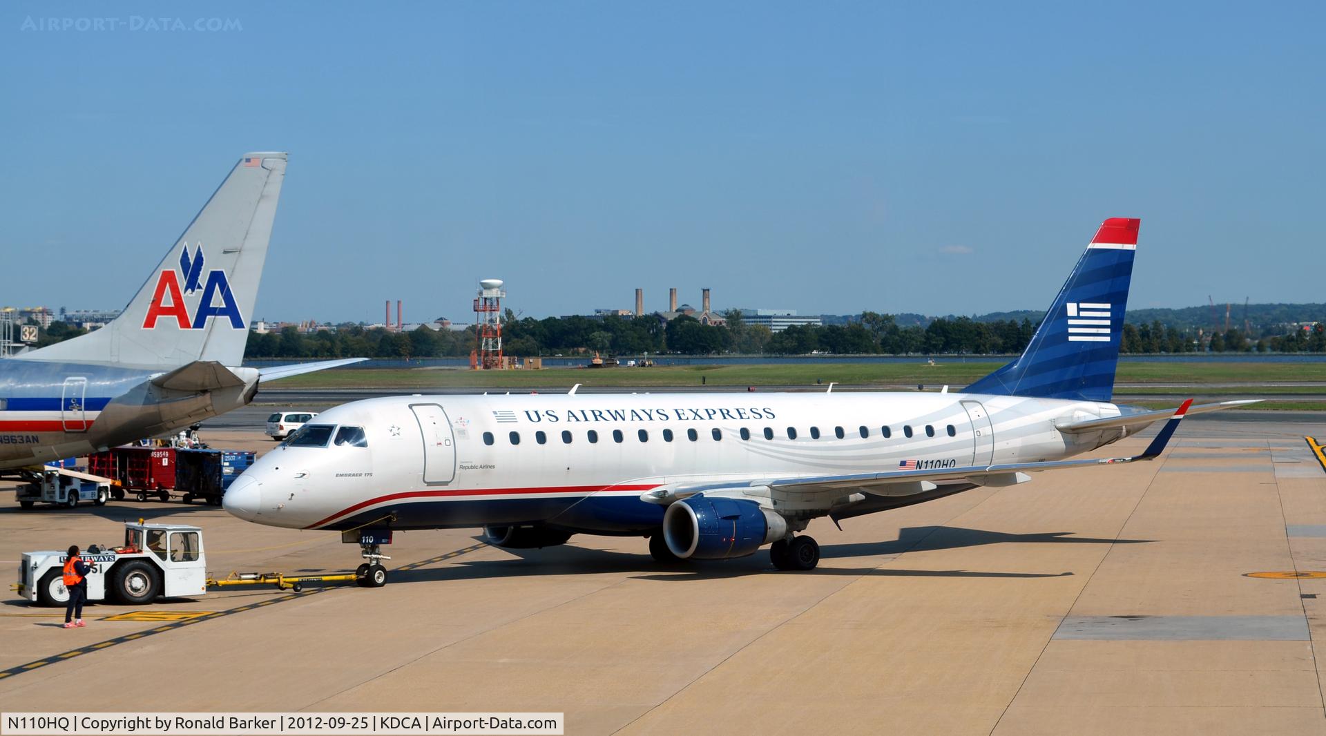 N110HQ, 2007 Embraer 175LR (ERJ-170-200LR) C/N 17000172, push back DCA VA