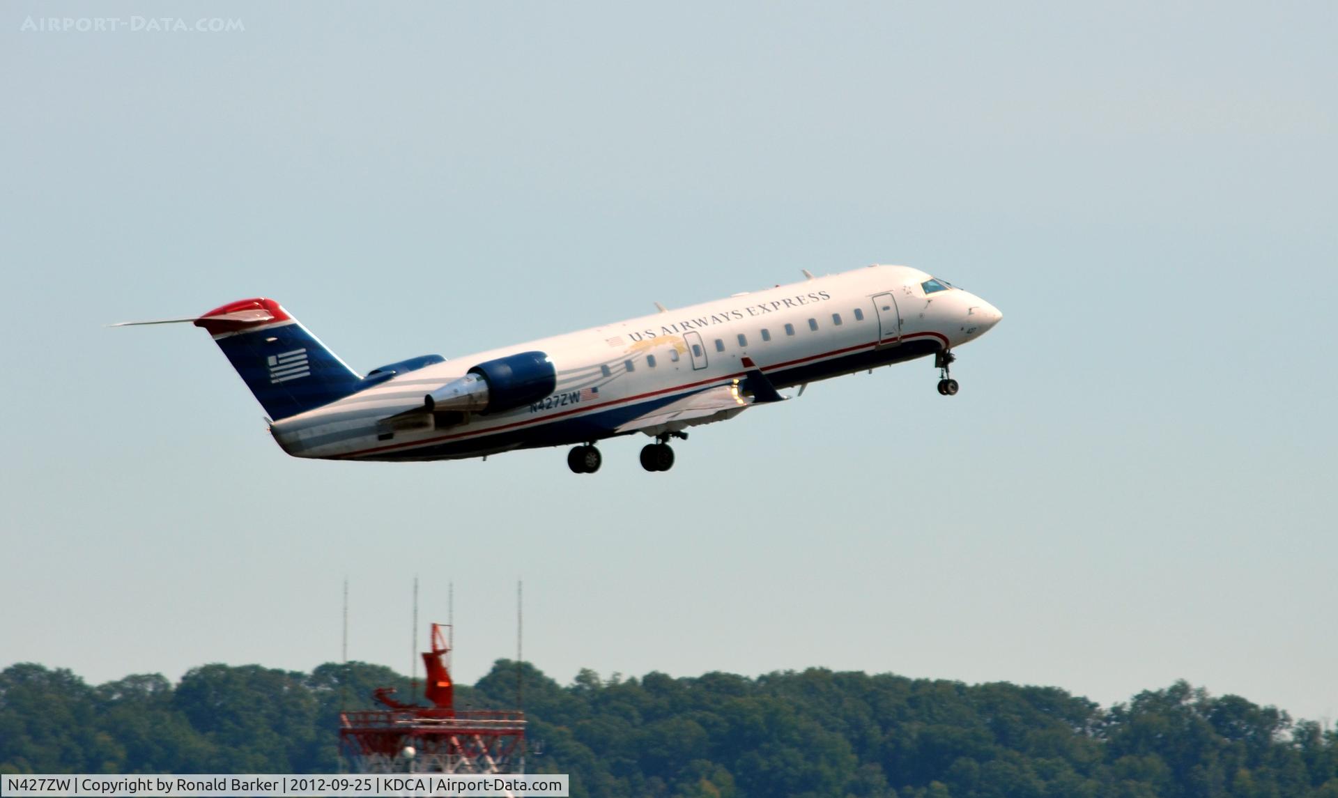 N427ZW, 2002 Bombardier CRJ-200LR (CL-600-2B19) C/N 7685, Takeoff DCA