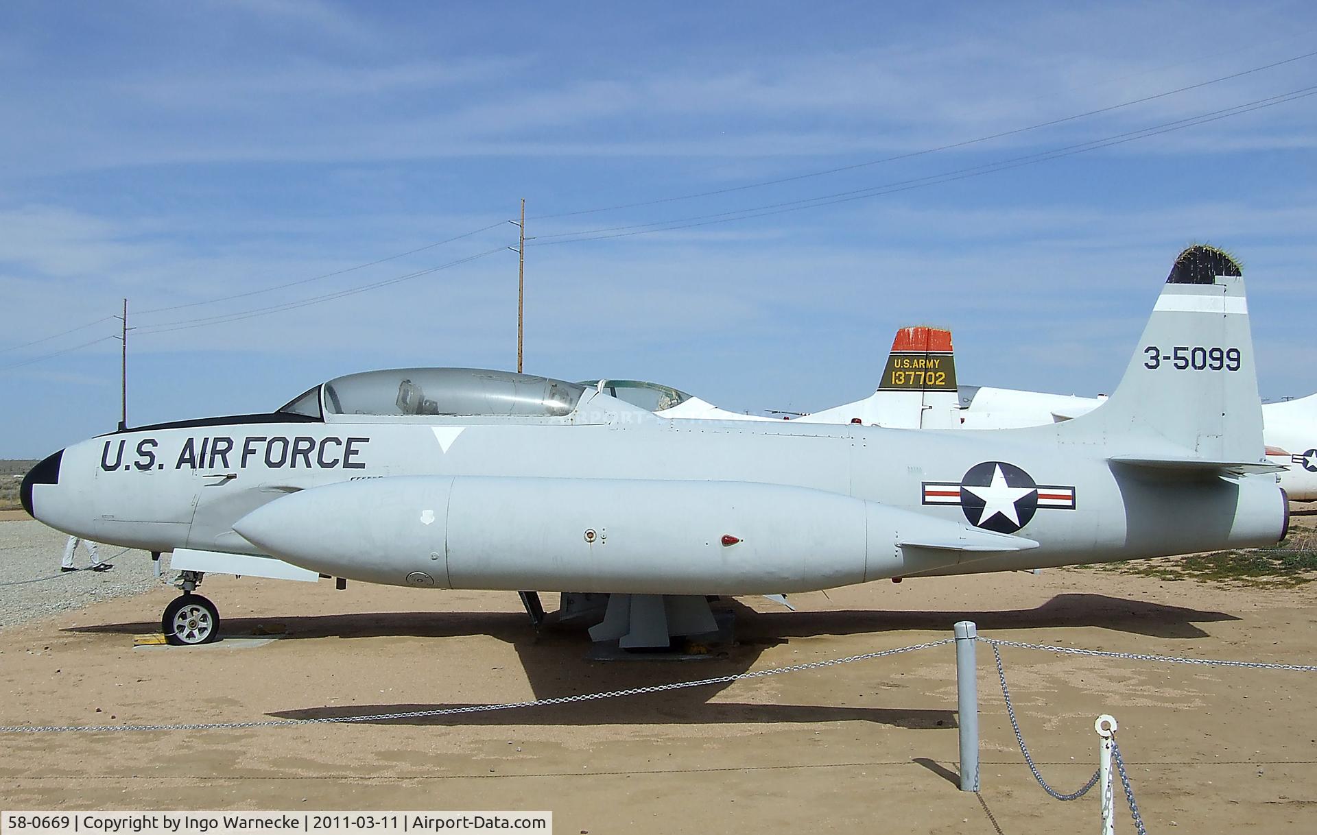 58-0669, 1958 Lockheed T-33A Shooting Star C/N 580-1718, Lockheed T-33A at the Air Force Flight Test Center Museum, Edwards AFB CA