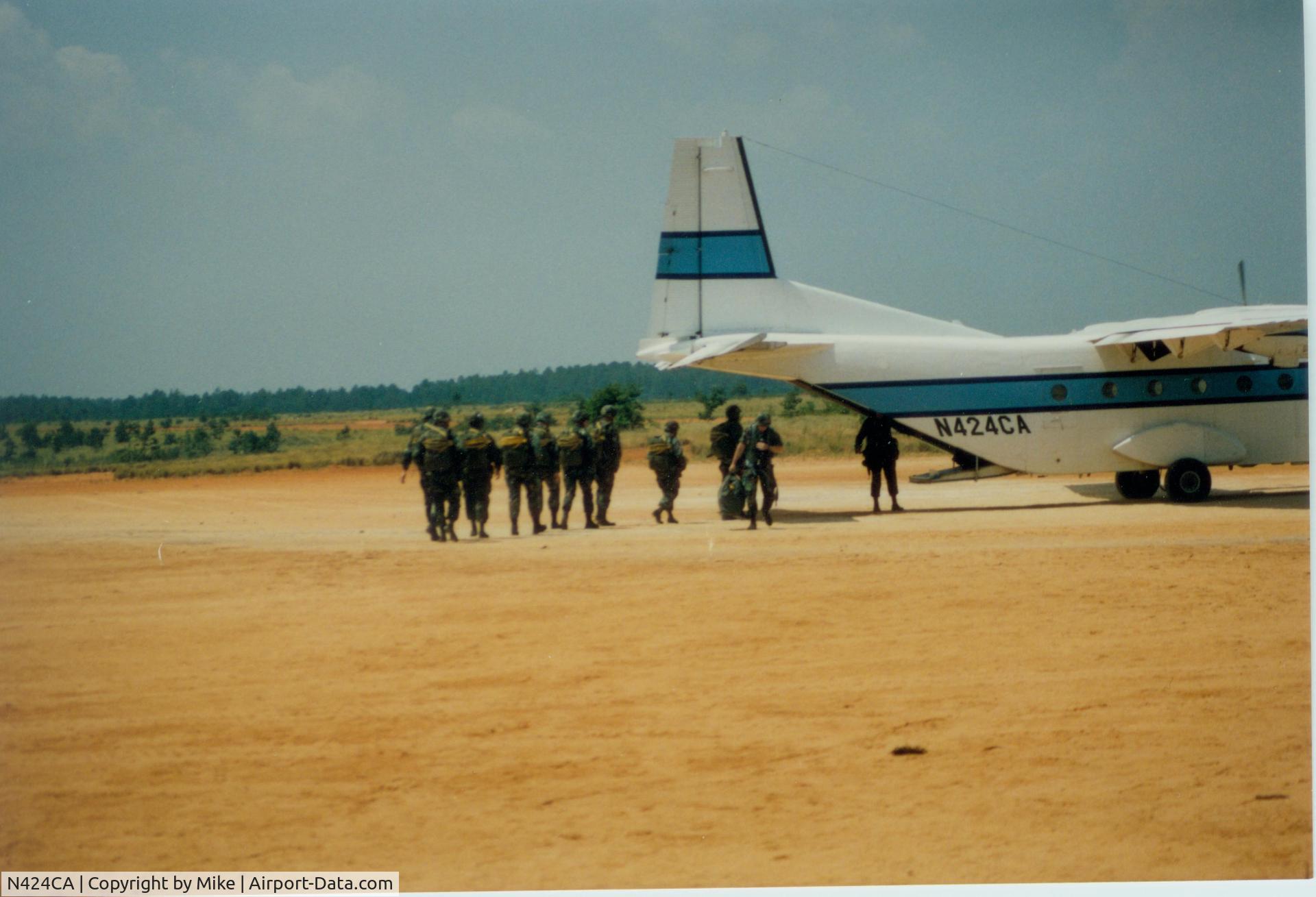 N424CA, 1982 CASA C-212-200 Aviocar C/N 242, Taken at DZ Sicily, Fort Bragg, NC. sometimes between 1989 and 1990.