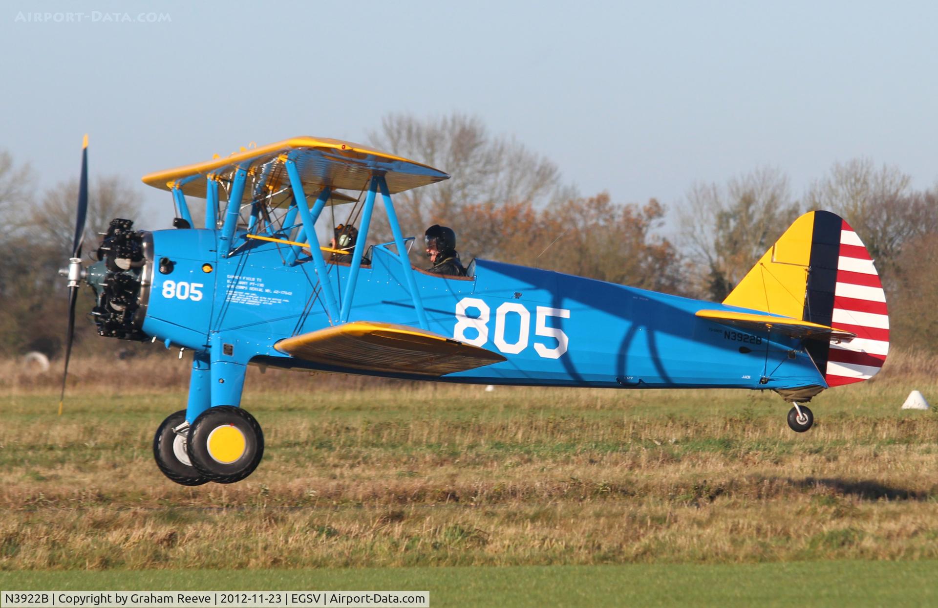 N3922B, 1943 Boeing E75N1 C/N 75-5805, Just taken off from Old Buckenham.