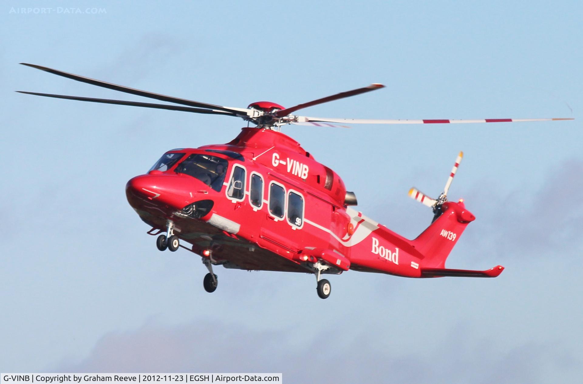 G-VINB, 2012 AgustaWestland AW-139 C/N 31398, About to touch down.
