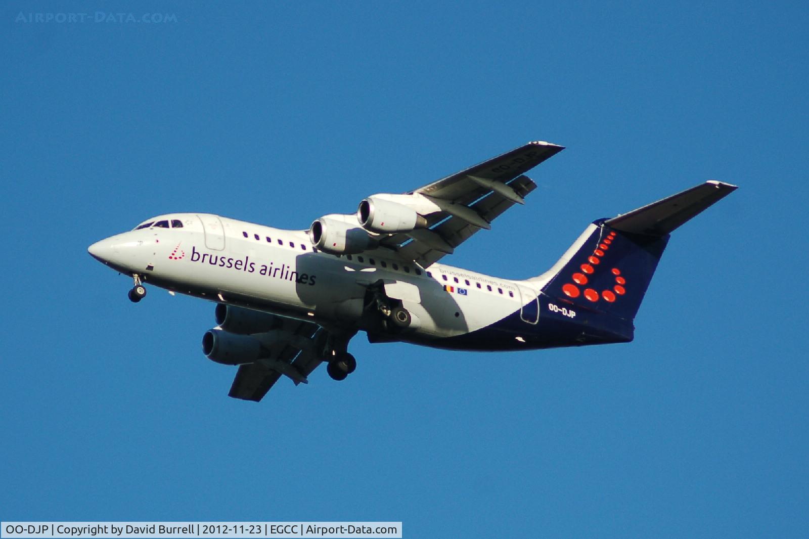 OO-DJP, 1996 British Aerospace Avro 146-RJ85 C/N E.2287, OO-DJP Brussels Airlines BAE Systems Avro 146-RJ85 on approach to Manchester Airport.