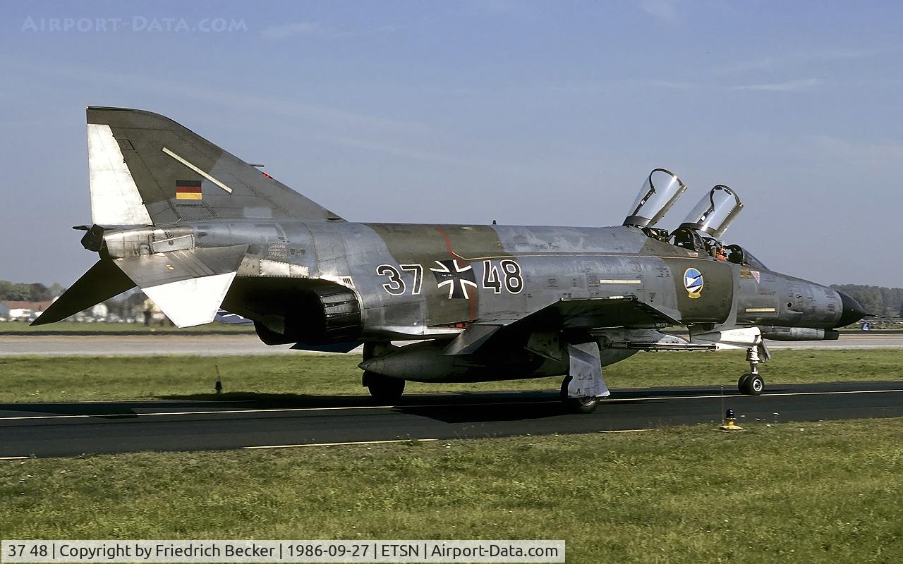 37 48, 1972 McDonnell Douglas F-4F Phantom II C/N 4466, taxying to the flightline at Fliegerhorst Neuburg