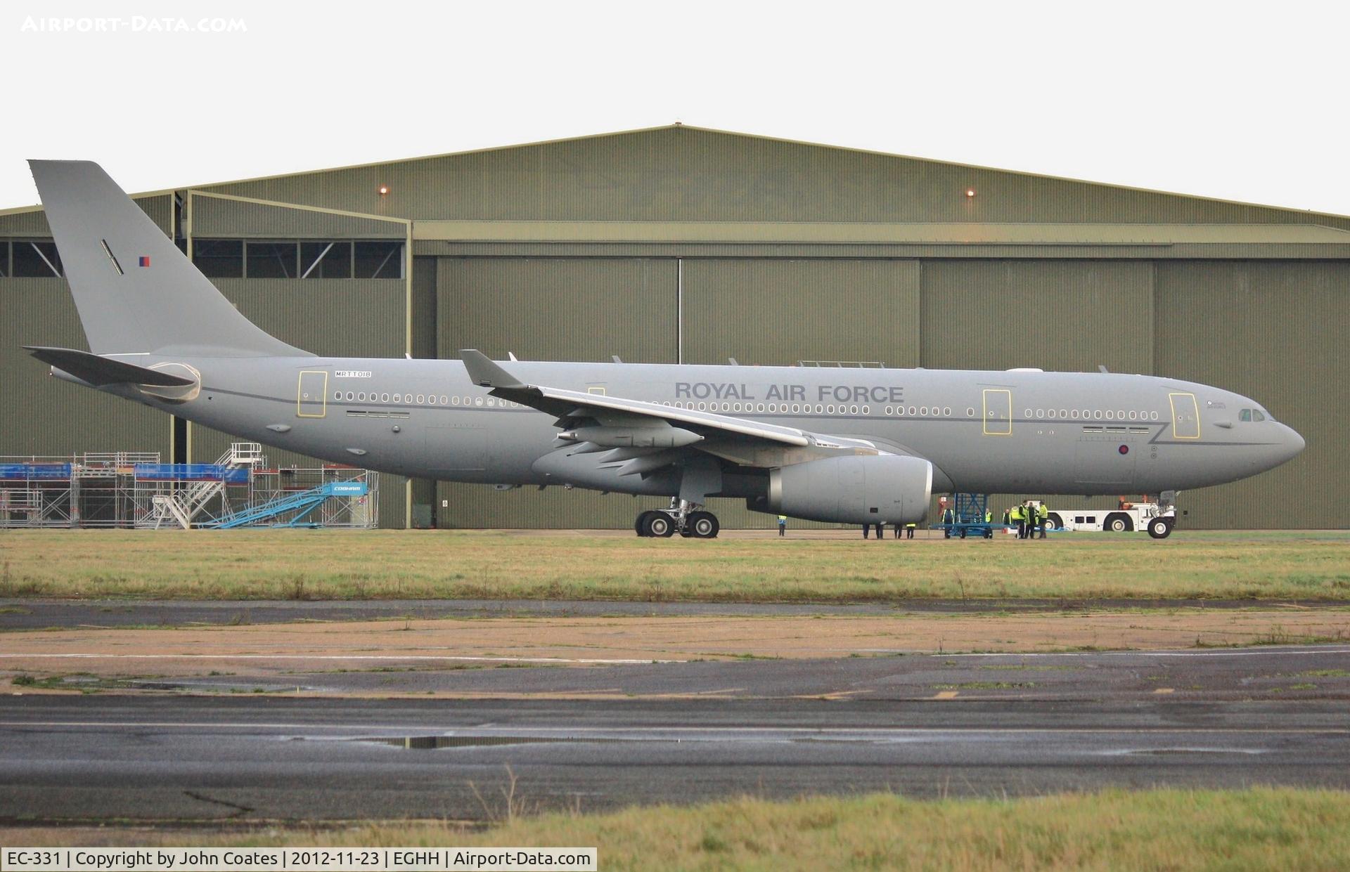 EC-331, 2011 Airbus KC2 Voyager (A330-243MRTT) C/N 1248, Now in RAF scheme and displaying pre-delivery serial MRTT-018.
Also 331 (ZZ331) on nosewheel door.