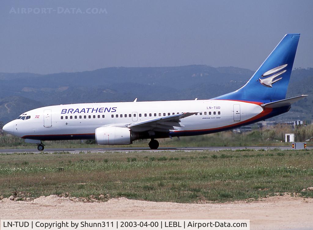LN-TUD, 1998 Boeing 737-705 C/N 28217, Ready for take off rwy 20 in new Braathens SAFE c/s
