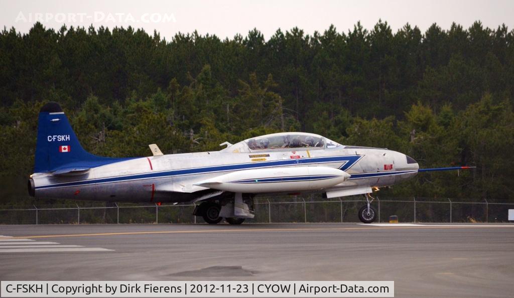 C-FSKH, 1957 Canadair T-33AN Silver Star 3 C/N T33-590, Owned and operated by the National Research Council of Canada, and seen taking off down rwy 25.