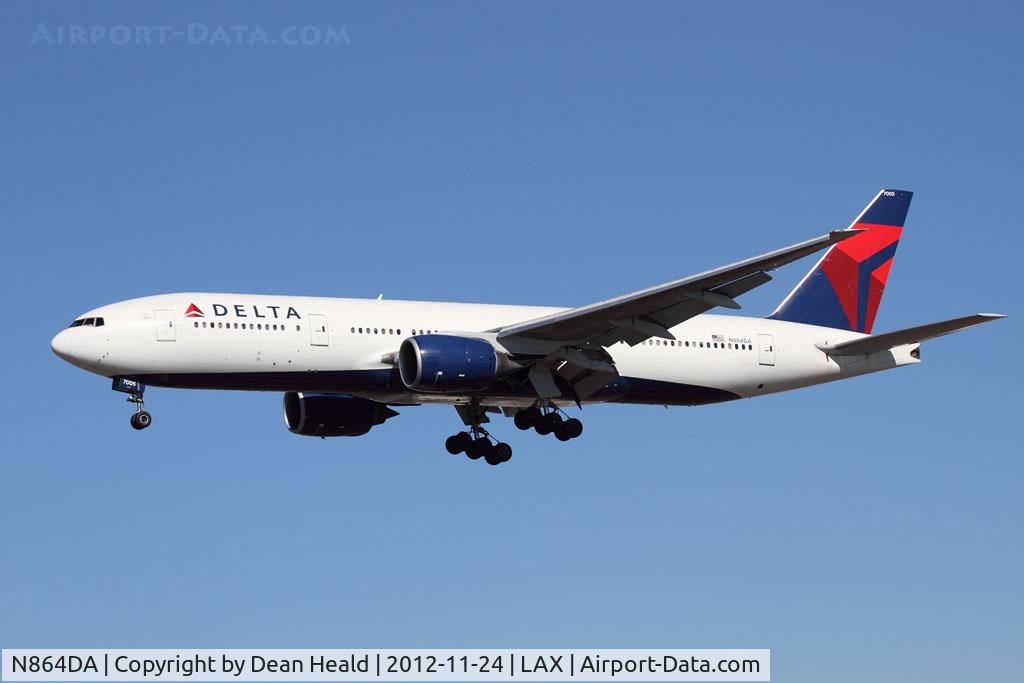 N864DA, 1999 Boeing 777-232 C/N 29736, Delta Air Lines N864DA (FLT DAL1655) from Hartsfield-Jackson Atlanta Int'l (KATL) on short final to RWY 25L.