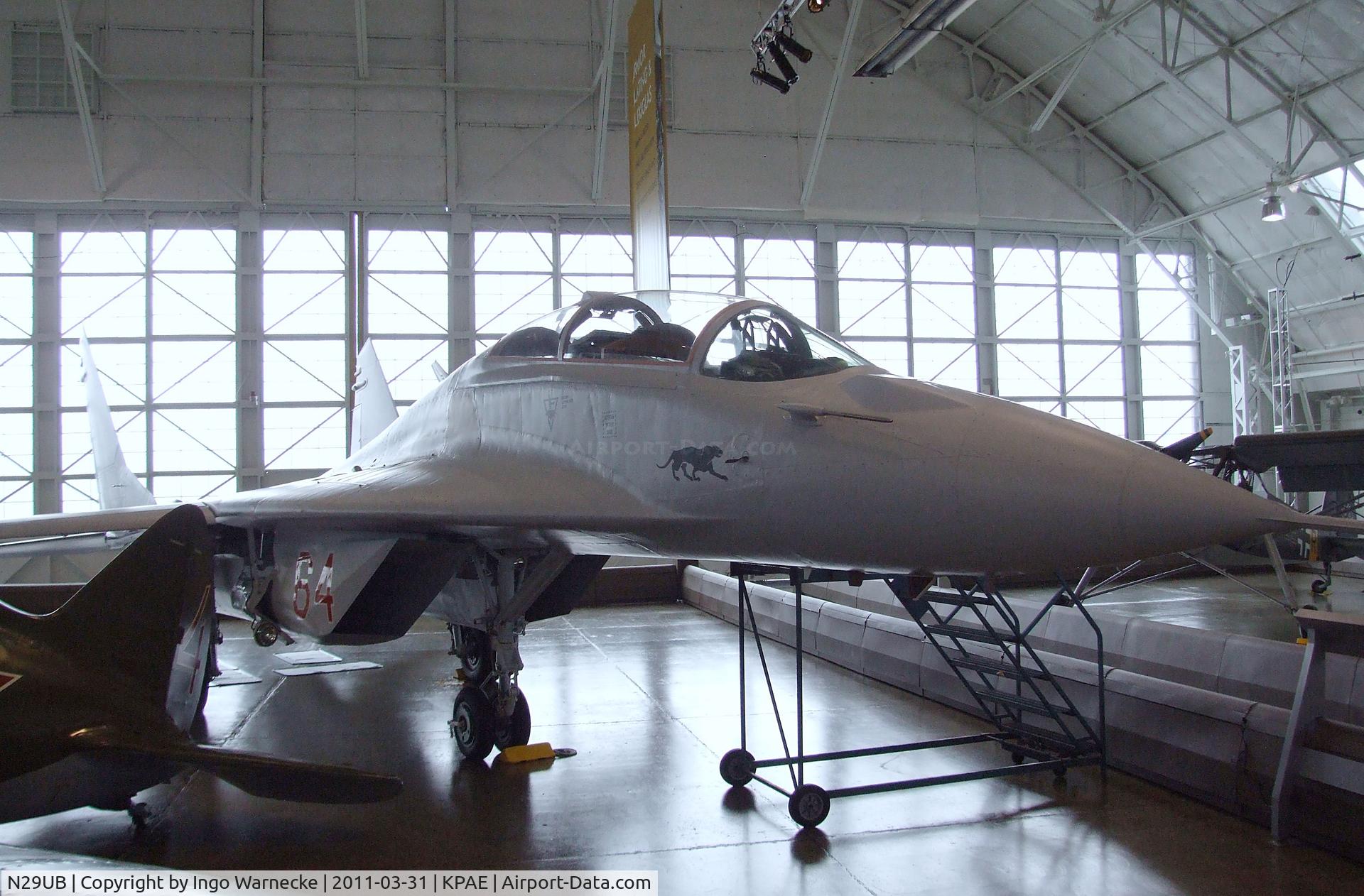N29UB, 1989 Mikoyan-Gurevich MiG-29UB C/N 50903014896, Mikoyan i Gurevich MiG-29UB FULCRUM at the Flying Heritage Collection, Everett WA