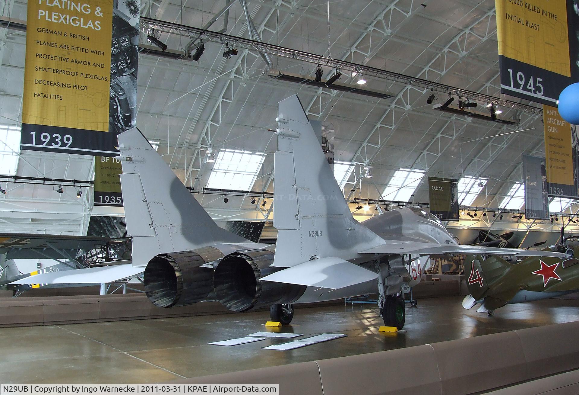 N29UB, 1989 Mikoyan-Gurevich MiG-29UB C/N 50903014896, Mikoyan i Gurevich MiG-29UB FULCRUM at the Flying Heritage Collection, Everett WA