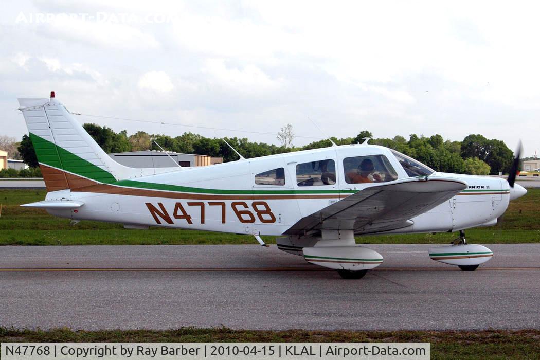 N47768, 1977 Piper PA-28-161 Cherokee Warrior II C/N 28-7816133, Piper PA-28-161 Cherokee Warrior II [28-7816133] Lakeland-Linder~N 15/04/2010. This is earlier colour scheme compared to images taken after this date.