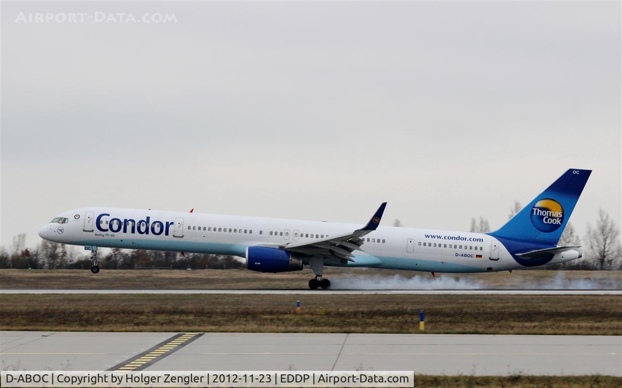 D-ABOC, 1998 Boeing 757-330 C/N 29015, Smoky touch down on rwy 26R.....