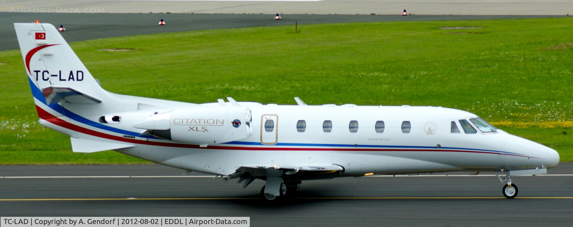 TC-LAD, 2008 Cessna 560XLS Citation Excel C/N 560-5795, DHMI - Turkish State Airport Authority (untitled), is seen here on the taxiway for departure at Düsseldorf Int´l (EDDL)