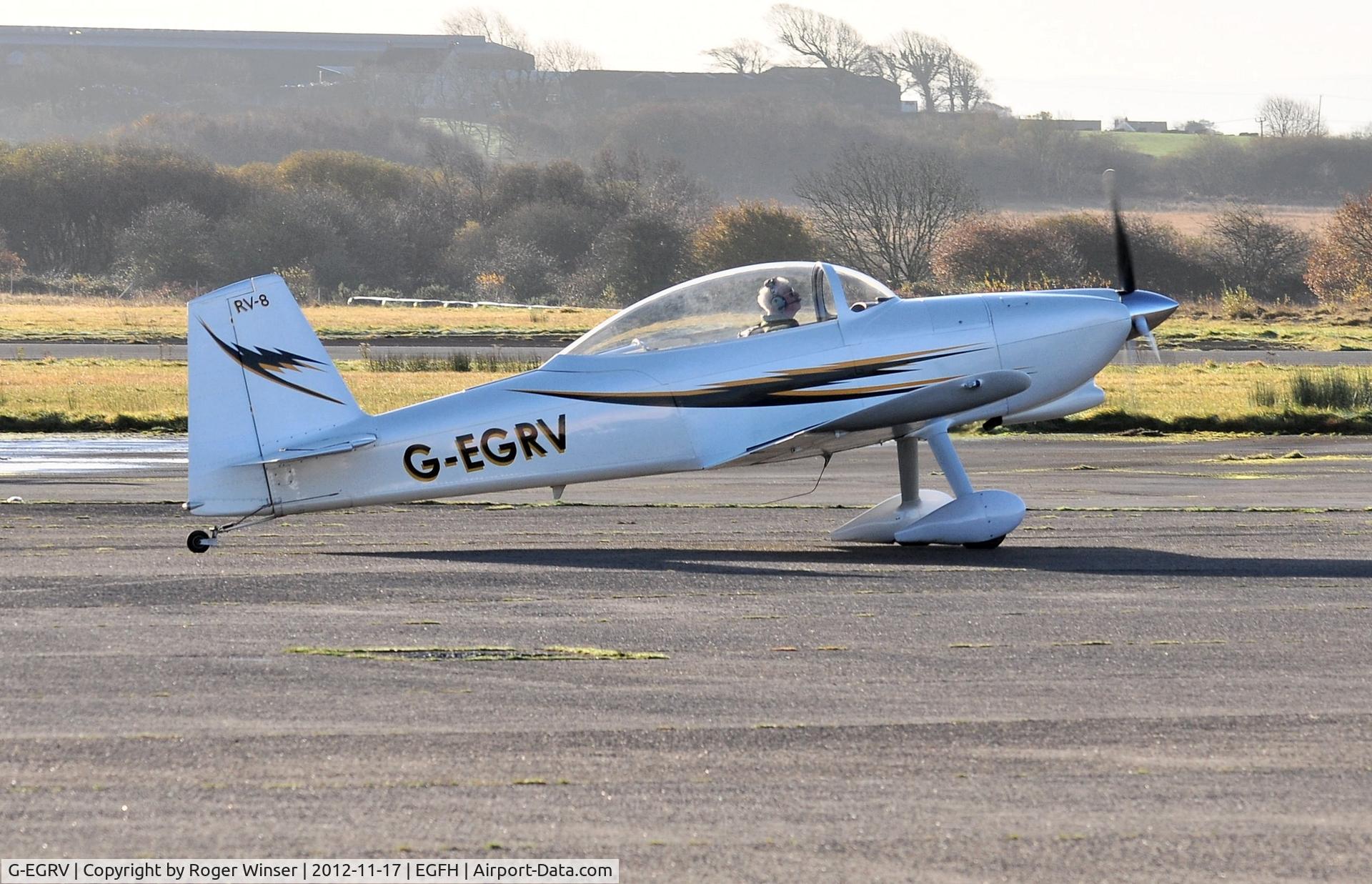 G-EGRV, 2007 Vans RV-8 C/N PFA 303-13639, Resident RV-8 taxying prior to departure. Previously registered G-PHMG.