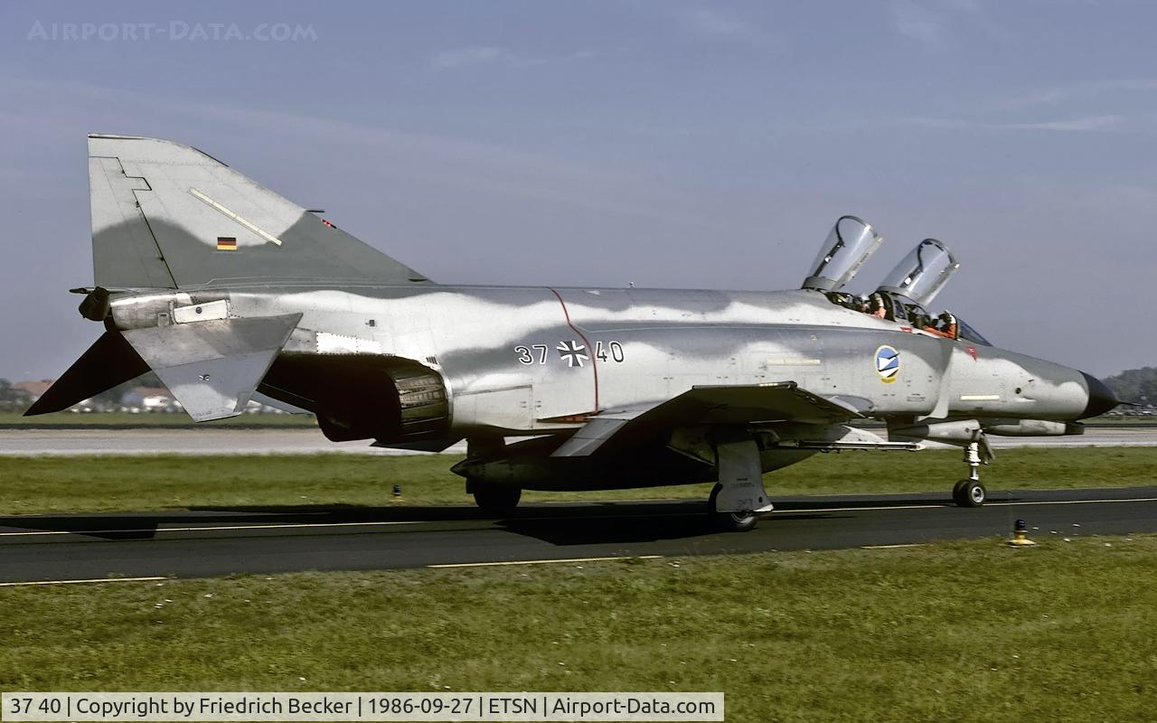37 40, 1973 McDonnell Douglas F-4F Phantom II C/N 4446, taxying to the active at Fliegerhorst Neuburg