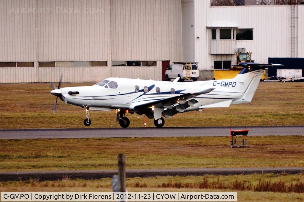 C-GMPO, 2010 Pilatus PC-12/47E C/N 1197, Arriving on rwy 25 for a stop stop.