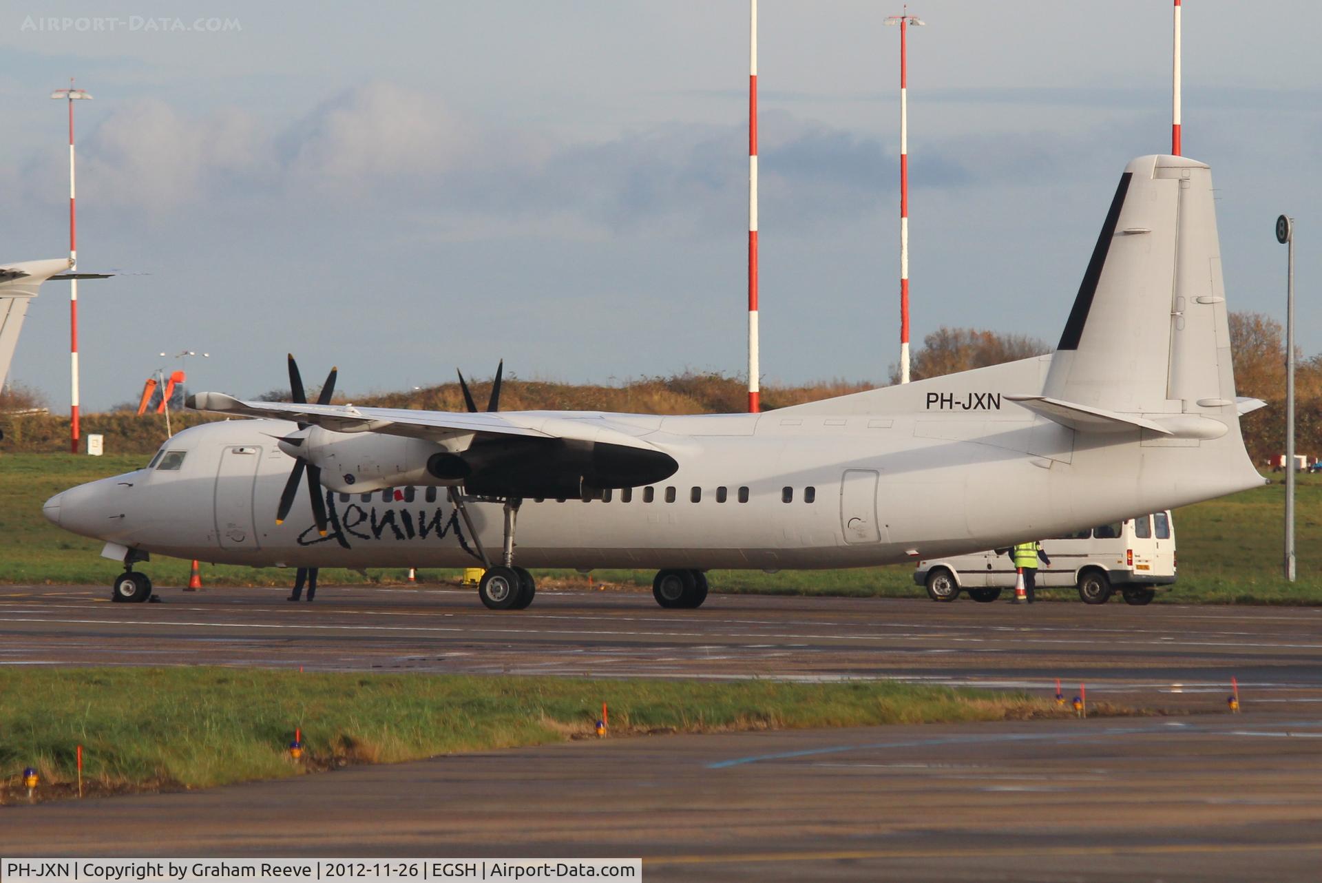 PH-JXN, 1991 Fokker 50 C/N 20239, Parked in the after noon sun.