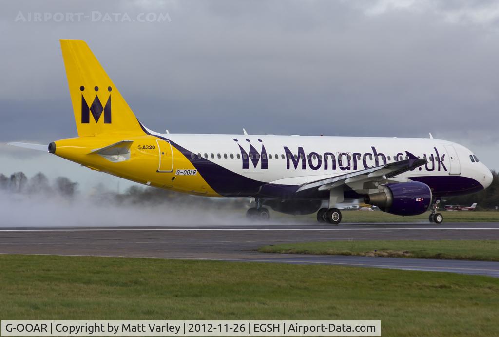 G-OOAR, 2000 Airbus A320-214 C/N 1320, Departing EGSH after spray by Air Livery.