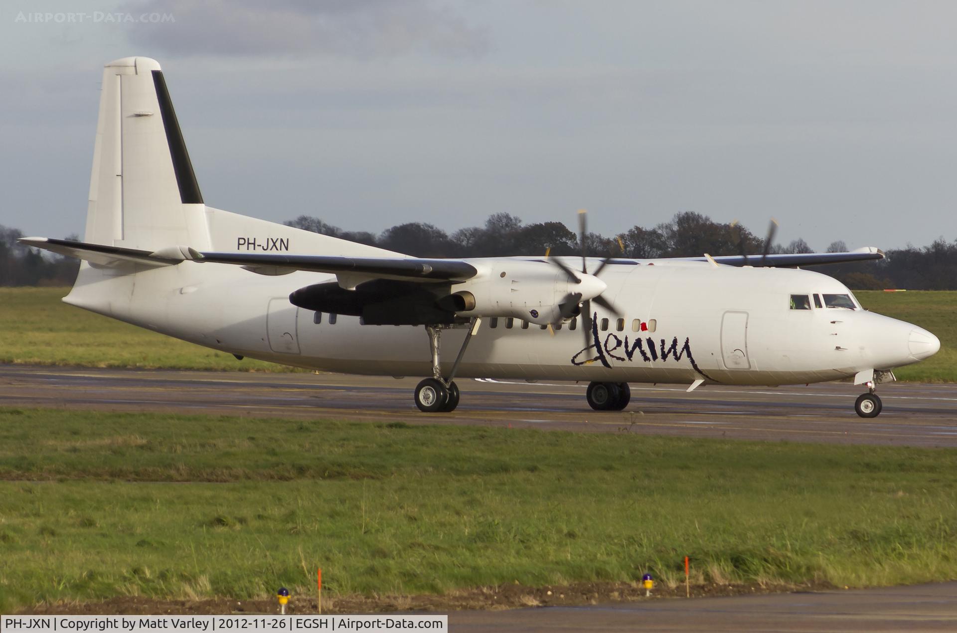 PH-JXN, 1991 Fokker 50 C/N 20239, Arriving at EGSH.