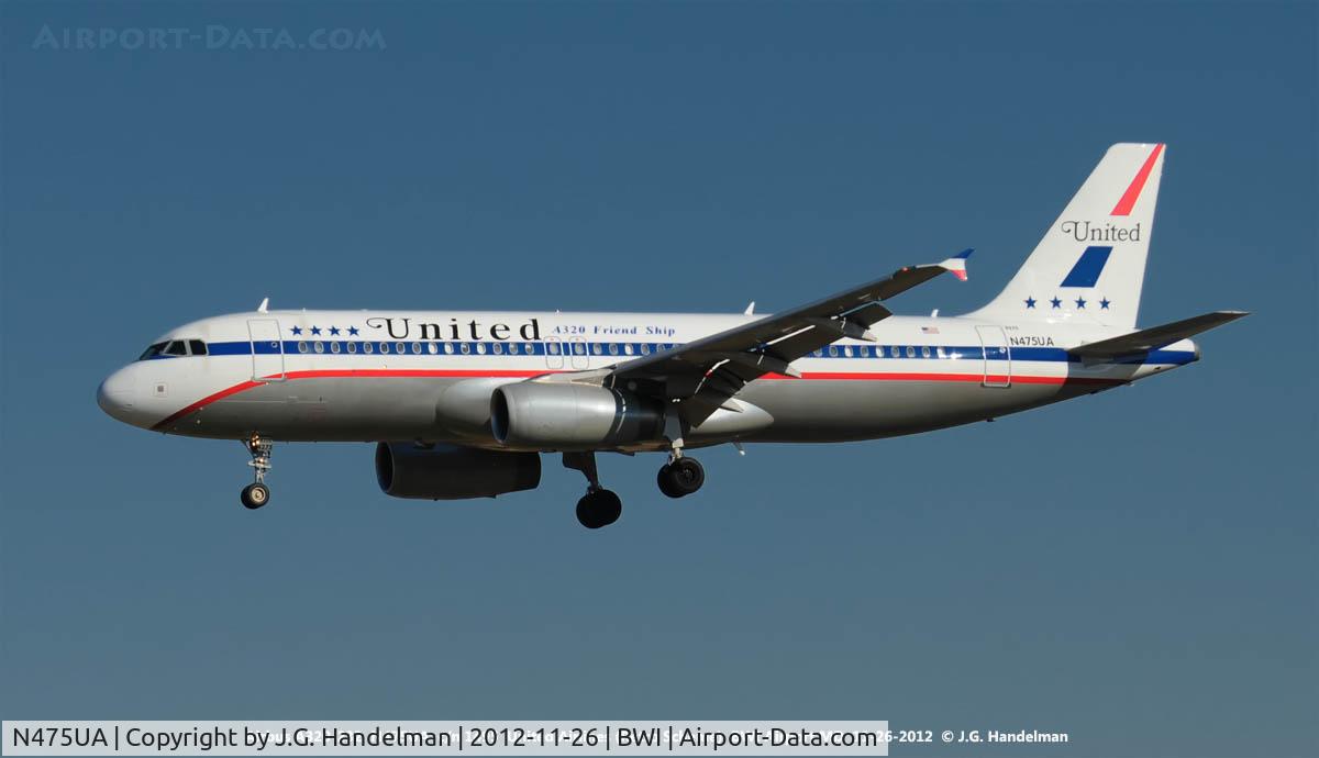 N475UA, 2001 Airbus A320-232 C/N 1495, Final Approach to BWI 33L