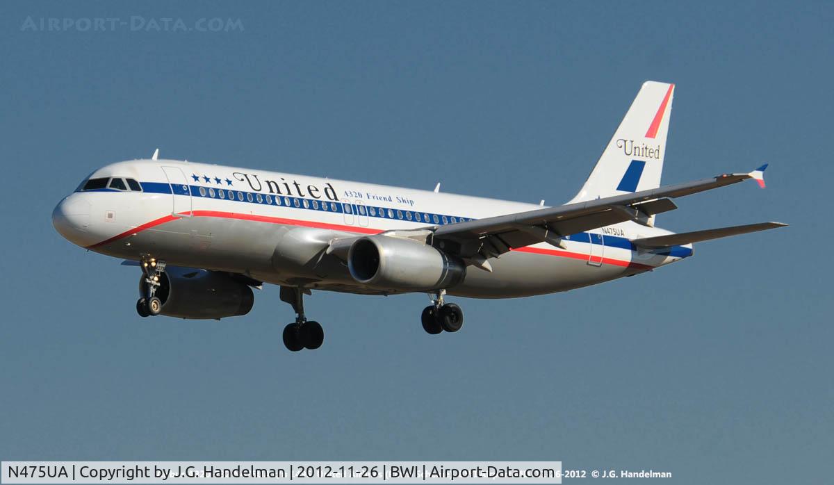 N475UA, 2001 Airbus A320-232 C/N 1495, Final Approach to BWI 33L